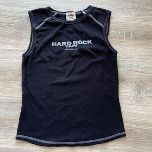 Vintage Y2K Black Hard Rock Cafe Honolulu Rhinestone Tank Top Biker Indie Sleaze